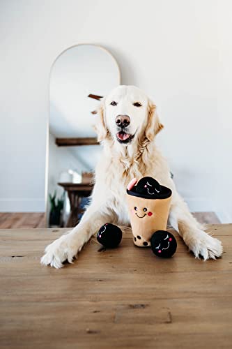 ZippyPaws Burrow- Interactive Dog & Puppy Toys for Boredom, Stimulating Pet Products to Keep them Busy, Hide & Seek Plush Dog Puzzles, Squeaky Enrichment for Small, Medium, & Large Dogs- Boba Milk Tea - style: Boba Milk Tea