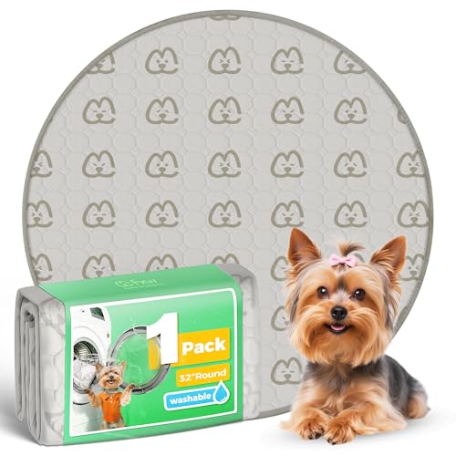 FXW Washable Pee Pads for Dogs, Leak-Proof & Non-Slip, Specifically Designed for Whelping Box, 32" Round, Khaki, 1 Pack - color: Khaki, size: 32" Round (1 Pack)