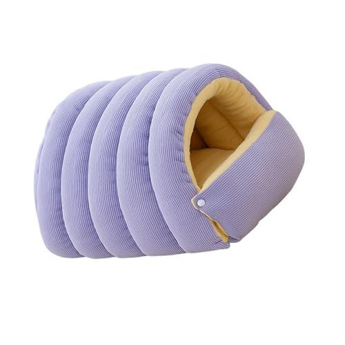 Machine Washable Velvets Cave, Soft Enclosed Shelter with Nonslip Bottom Portable Calming Bed for Small Pets Indoor Cats Bed with Cover - color: Light purple, size: Medium size