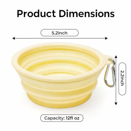 Collapsible Dog Bowls 2-Pack, Portable Travel Dog Bowl with Carabiner, Food-Grade BPA-Free Silicone Pet Food & Water Bowl for Dogs & Cats, Hiking Walking Camping (Yellow and Light Green) - color: Yellow and light green