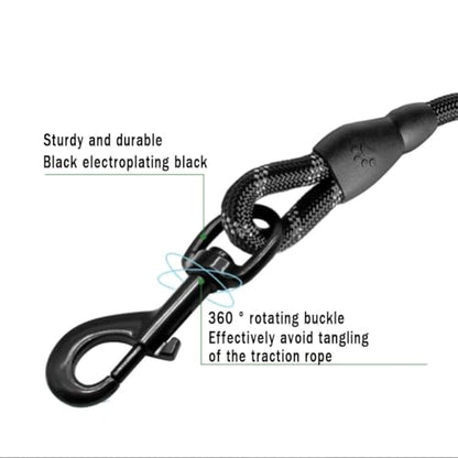 Dog Leash with Soft Padded Handle & Silver Reflective Strips - 24-Inch Heavy Duty Nylon Dog Lead, Anti-Chew Layer, 360° Swivel Clip for Tangle-Free Walking (Black)
