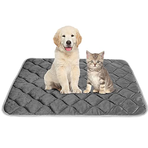 Self Warming Cat Bed Self Heating Cat Mat Thermal Pet Bed Mat Self-Warming Dog Crate Pad - color: Grey, size: 34.6"L x 22.8"W x 0.5"Th