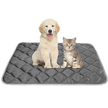 Self Warming Cat Bed Self Heating Cat Mat Thermal Pet Bed Mat Self-Warming Dog Crate Pad - color: Grey, size: 34.6"L x 22.8"W x 0.5"Th