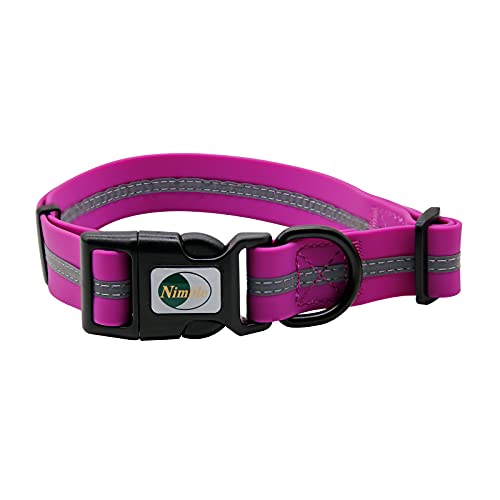 NIMBLE Dog Collar Waterproof Pet Collars Anti-Odor Durable Adjustable Polyester Soft with Reflective Cloth Stripe Basic Dog Collars S/M/L Sizes (Medium (11.81”-18.5”inches), Rose Purple) - color: rose purple, size: Medium (11.81”-18.5”inches)