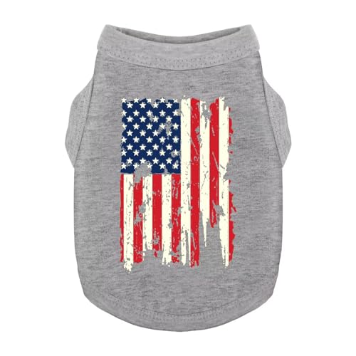 American Flag Inspired Dog Vest: Perfect Dog Shirt, Ideal Tank Top for Everyday Wear, Independence Day Celebrations Quality Materials Cute and Stylish Look Battle Damaged Grey L - color: Grey Battle Damaged Flag, size: Large
