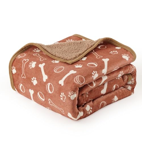 Waterproof Dog Blankets Pet Blanket 50"x60", Soft Fluffy Sofa Car Bed Protector, Reversible Sherpa Fleece Dog Blanket for Small Medium Large Dogs Cats (Light Brown-Baseball) - color: Light Brown-baseball, size: 50"x60"