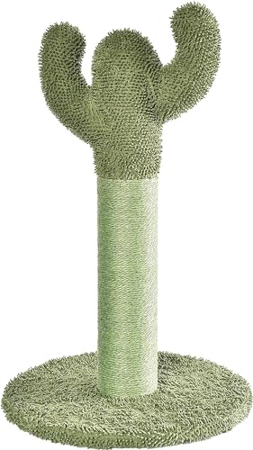 Amazon Basics Cat Scratching Post, Indoor Cactus with Natural Sisal for Kittens with Dangling Ball Toy, Medium, 25.6"H, Green - size: Medium - 25.6" H