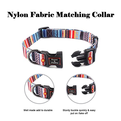 Roses&Poetry Dog Collar with Colourful Stripe Patterns, Adjustable Durable Puppy Collars for Small Medium Large Dogs (Stripe-XS) - color: Blue-stripe, size: XS