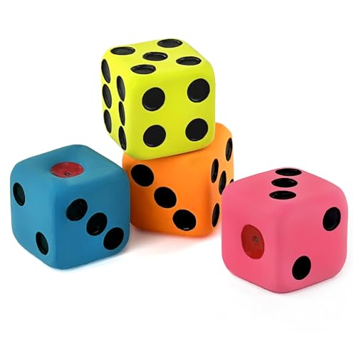 CHIWAVA 4 Pack 1.7" Squeaky Latex Dog Toys Dice Puppy Fetch Interactive Play for Small Dogs