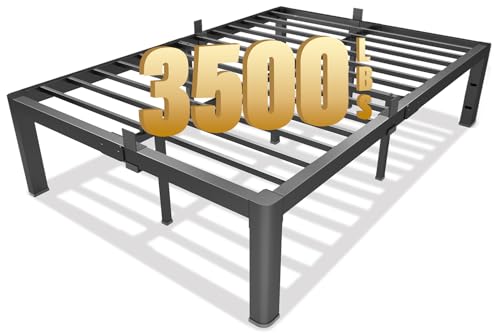 yookare Calking Platform Bed Frame,14" Heavy Duty Metal Mattress Foundation, Rounded Safety Corners & Recessed Legs,Mattress Retainers,Easy Assembly,Noise Free Steel Slat Support,No Box Spring Needed - size: California King, style: 14 Round