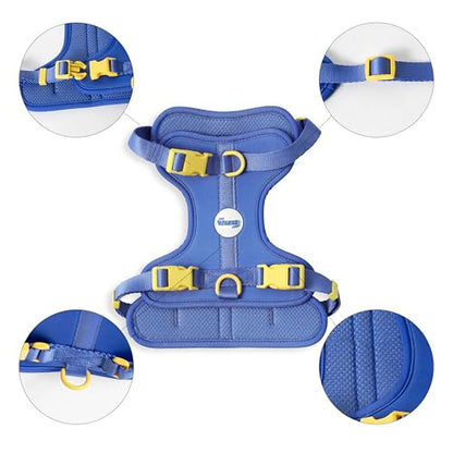 HNS1002C Arlo Medium Adjustable Soft Padded No Pull Pet Harness with 3 Buckles and 3 Leash Clips, Curaçao - color: Dark Blue, size: Medium (Chest: 18 - 28")