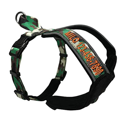 Pawtitas Reflective Padded Dog Harness for Small Dogs – Adjustable Puppy Step-in Vest | Fits Chest 18–22 in | No Pull Personalized Training Harness | S | Green Camouflage - color: Green Camouflage, size: Personalized Small (Pack of 1)