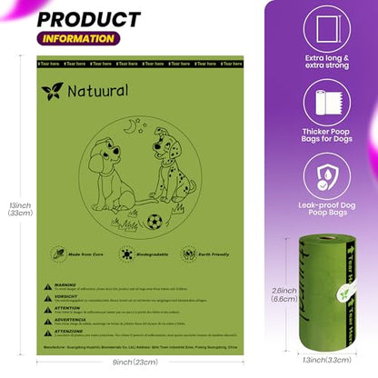 Dog Poop Bags-150 Counts with Holder (10 Rolls), Biodegradable Poop Bags, Eco-friendly and Easy to Open, Thick Dog Waste Bags (Green) - color: Green, size: 1 Count (Pack of 150)