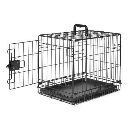 Amazon Basics Durable, Foldable Metal Wire Dog Crate with Tray, Single Door, 18 x 12.4 x 15 in, Black - size: 18.0"L x 12.4"W x 15.0"H, style: Single Door no Divider