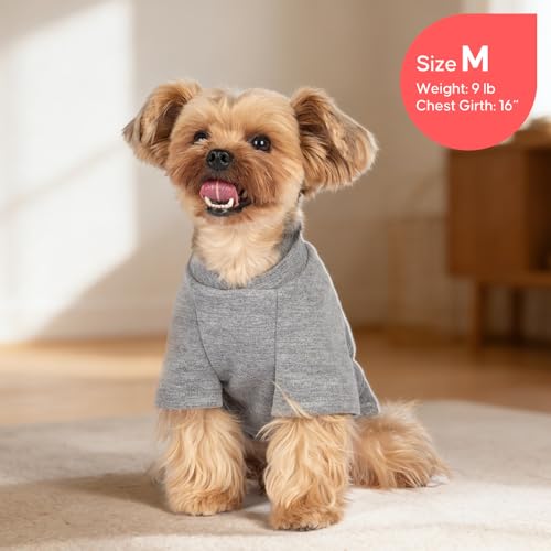 KYEESE 2Pack Dog Sweater, Soft Pet Sweatshirt Stretchy Pullover Dog Sweater for Small Dogs Boy Girl, Lightweight Fleece Pet Shirt Clothes with Sleeves, M - color: 05# 2Pack Grey, size: Medium (8.5-13lbs)