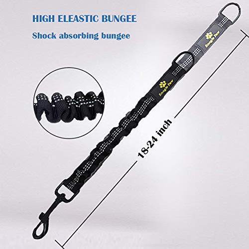 Bungee Dog Leash Extension Attachment, 18” Shock Absorbing Lead Extension Absorber, Prevent Injury on Arm and Shoulder & Save Dogs from Getting Hurt, Great for Bicycle, Running, Walking - color: Black