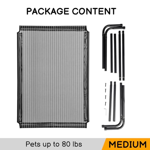 Cooling Elevated Dog Bed,Reinforced Large Cot Bed, Raised Outdoor Dog Hammock, Lifted Pet Platform with Frame &Washable Waterproof Teslin Mesh &Anti-Slip Feet,50" D x 31" W x 8" H
