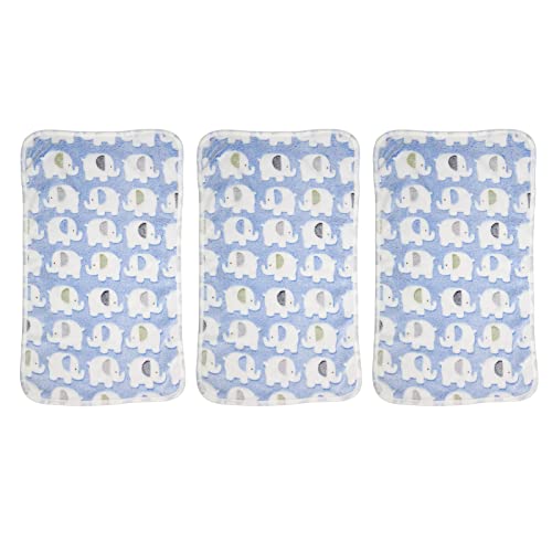 3Pcs Dog Blankets Double Sided Coral Fleece Pet Blanket with Cute Elephant Print, Soft Thin Puppy Blanket for Dogs Cats, Washable Pet Sleep Pad for Bed Sofa Cage (25.5cm) - color: Blue Elephant, size: 25.5cm