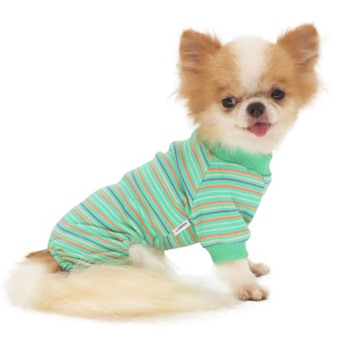 LOPHIPETS Dog Pajama Onesie for Small Pomeranian Clothes Apparel-Green/L - color: Green, size: Large for 6.5-10 lbs