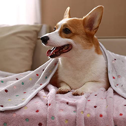 Luciphia 1 Pack 3 Blankets Super Soft Cute Dot Pattern Pet Blanket Flannel Throw for Dog Puppy Cat Small(23x16), Brown - color: Brown2, size: 23x16 inch (Pack of 3)