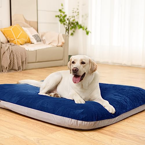 Super Soft Extra Large Dog Bed Jumbo Pet Beds Orthopedic 47 Inch Washable Anti Slip Dog Sleeping Mattress with Removable Cover, Blue XL - color: Blue, size: 47.0"L x 39.0"W x 5.0"Th