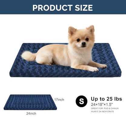 Dog Beds Crate Pad, Dog Bed Mat for Smal Dogs Sleeping, Soft, Durable, Washable & Anti-Slip Crate Pads, Reversible Mat Bed Kennel Mat Cat Bed - color: Navy Blue, size: S(24"*18"*1.5")