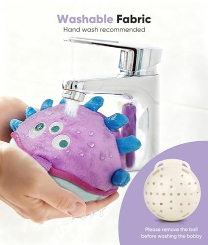 Petbobi Interactive Dog Toys Ball, USB Rechargeable Moving Dog Toy with Barking Sounds, Plush Monster Ball with Washable Cover, 4.9" Pet Toy for Small & Medium Dogs, Christmas & Birthday Gift - color: Purple