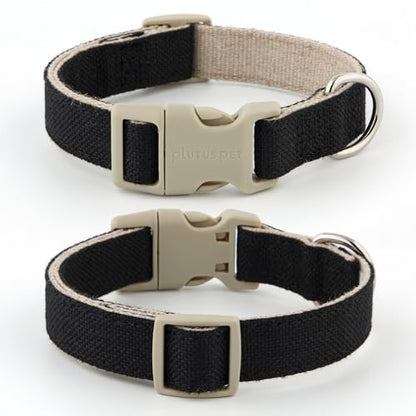 Plutus Pet Cotton Hemp Dog Collar and Leash Set, Adjustable Collar for Small, Medium, and Large Dogs, Heavy Duty and Soft on Skin, Black, S - color: Black, size: Small