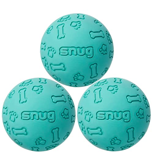 Snug Rubber Dog Balls for Small and Medium Dogs - Tennis Ball Size - Virtually Indestructible (3 Pack - Aqua) - color: Aqua