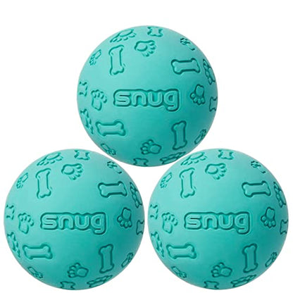 Snug Rubber Dog Balls for Small and Medium Dogs - Tennis Ball Size - Virtually Indestructible (3 Pack - Aqua) - color: Aqua