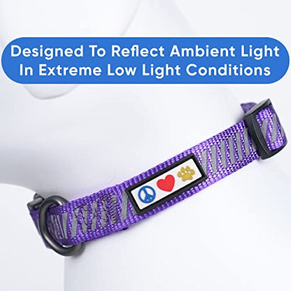Pawtitas Reflective Dog Collar - Personalized Name & Phone Number, Adjustable for Small Dogs & Puppies - Purple - color: Customized Purple, size: X-Small (Pack of 1)