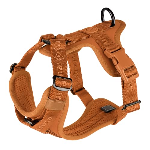 No Pull Dog Harness with Lycra, Three-Point Force Dispersion & 3D Padding, Adjustable Breathable Mesh for Small Medium Large Dogs(Carmel Brown,S) - color: Carmel Brown, size: S(Neck:13.0-22.0,Chest:16.0-25.0)