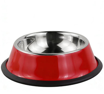 Cute Stainless Steel Dog Bowl, Practical Non-Slip Pet Food Water Bowl for Cats and Small Dogs, Portable Kitten Snack Feeding Bowls with Removable Rubber Base for Travel, Daily Use (Red) - color: Red