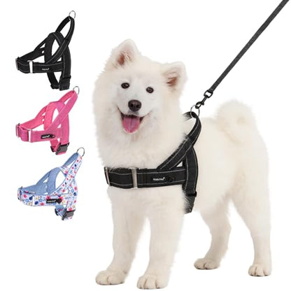 KOOLTAIL No Pull Dog Harness with Soft Padded and Handle Large Size, Easy Walk Puppy Vest Harness Neck & Chest Adjustable, Reflective & Lightweight Escape Proof Breathable Mesh Pet Harness, Black L - color: Black, size: Large