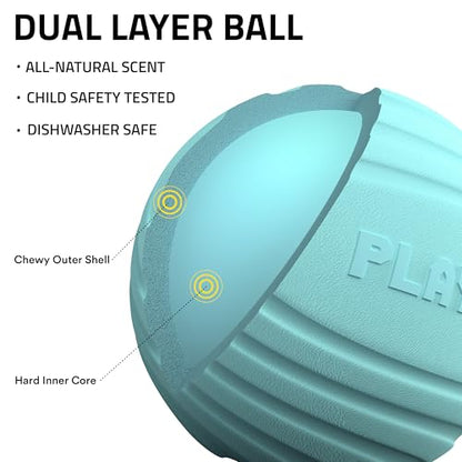 Playology Dog Toys | Dual Layer Ball Durable Chew Toy for Tough Chewers | Peanut Butter Medium Scented Dog Toy | Chew Toys for Dogs - size: Medium, style: Peanut Butter