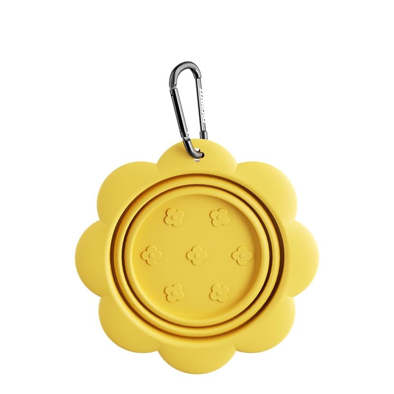 Outdoor Collapsible Silicone Pet Bowl with Carabiner – Portable Travel Water & Food Dish