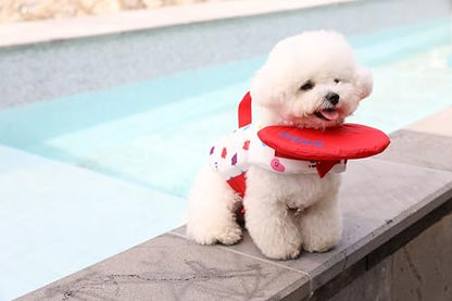Dog Life Jacket - Pet Safety Vest with Removable Front Float & Rescue Handle - Adjustable High Buoyancy Aid for Dogs Boating, Surfing, Swimming - Red, Medium - color: Red