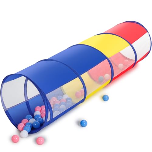 Kids Play Tunnel Tent for Toddlers, Colorful Pop Up Crawl Through Passage, Indoor & Outdoor Pipe Toy for Kids Backyard Playset, Dog Cat Pet Tunnel (Red, Yellow and Blue Tunnel) - style: Red, Yellow and Blue Tunnel