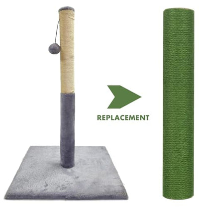Cat Scratching Post Replacement, 4 Pieces Cat Scratcher Cat Tree Replacement Parts, 15.4'' x 2.67" Dia + 7.87“ x 2.67" DiaNatural Sisal Rope Cat Scratch Posts Include M8 Screws, Green - color: Green