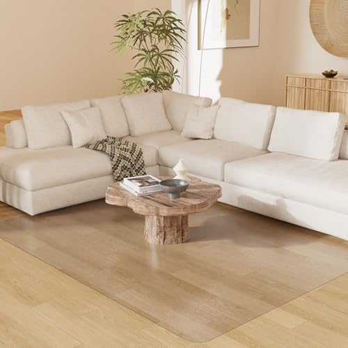 8'×12' Frosted Clear Floor Mat for Under Kitchen Table, Waterpoof Easy Cleaning Plastic Area Rug Protector Cover, No Spill Easy Flat Floor Protector for Living Room, Art Studio - color: Clear, size: 8' x 12' (Rectangular)