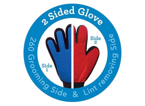 Five Finger Deshedding Glove- Premium Version, Gentle Grooming Glove Great Cats & Dogs with Long or Short Fur- Includes 1 Authentic Right-Hand Glove & 1 Lint Roller