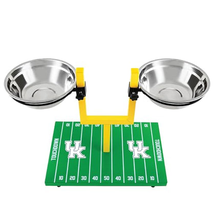 NCAA Kentucky Wildcats Goalpost Football Field Dog Feeder – Adjustable Elevated Dog Bowls with Stand, 2 Stainless Steel Bowls, Non-Slip Rubber Feet, Raised Pet Feeder for Large & Small Dogs - color: Kentucky Wildcats