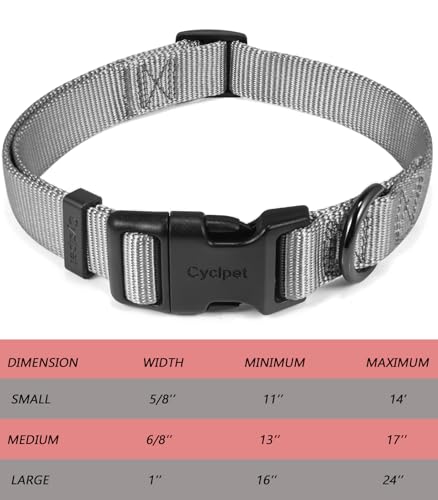 Premium Classic Basic Adjustable Dog Collars,Sturdy,Soft and Smooth Regular Nylon Dog Collars with Quick Release Buckle for Large Dogs Daily Helper. (Large, Ultimate Grey) - color: Ultimate Grey, size: Large 16-24 Inches
