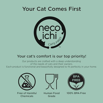 Necoichi 2pcs Elevated Cat Water Bowls with Measurement – BPA-Free Plastic Raised Bowls to Reduce Whisker & Neck Fatigue – Dishwasher Safe – Non-Slip, Anti-Vomiting (Ocean Mist) - color: Blue Green and Green (Ocean Mist)