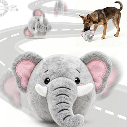 Interactive Dog Toys, Self Moving Dog Toy to Keep Them Busy, Rechargeable Vibrating Dogs Toy/Squeaky Bouncing Ball for Small Medium Large Dogs with Jumping Music Talking Mode (Elephant) - color: Elephant