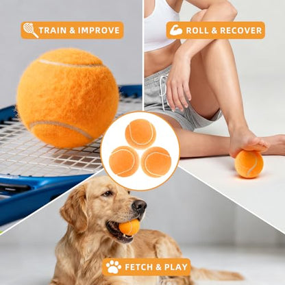 PoyPet 16-Pack Tennis Balls Bulk for Practice,Training and Beginners | Ideal for Dog Fetch,Chew and Play - color: Light Orange