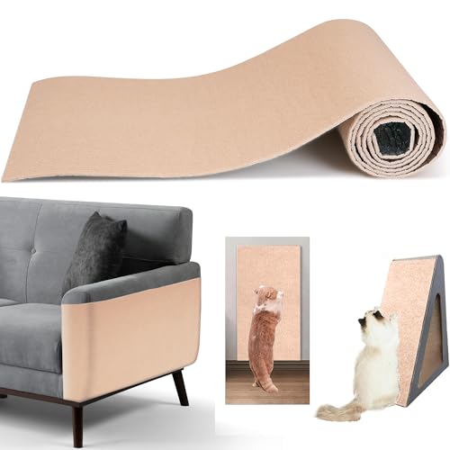 39.4"x15.8" Cat Scratch Mat,Trimmable Self-Adhesive Carpet, DIY Cat Climb Covered Pads for Furniture Couch or Wall Protector (Beige) - color: Beige, size: 40x100