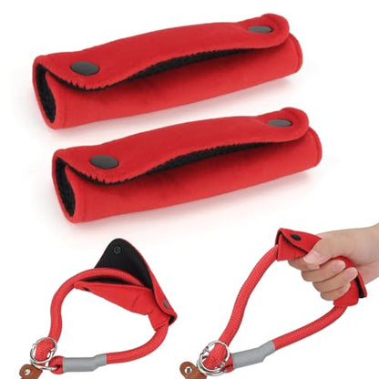 2PCS Dog Leash Grip Handle Sleeve - Leash Wrap - Soft Velvet & Polyester Mesh Ensure Comfortable Grip - Dog Leashes/Box/Bag Handle Cover Protection Pads(Red) - color: Red