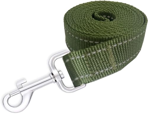 Reflective Dog Leash 4Ft /5 Foot /6 Feet Long, 1 Inch Wide, for Small and Medium Dogs - color: Reflective Green, size: 1'' x 4 FT