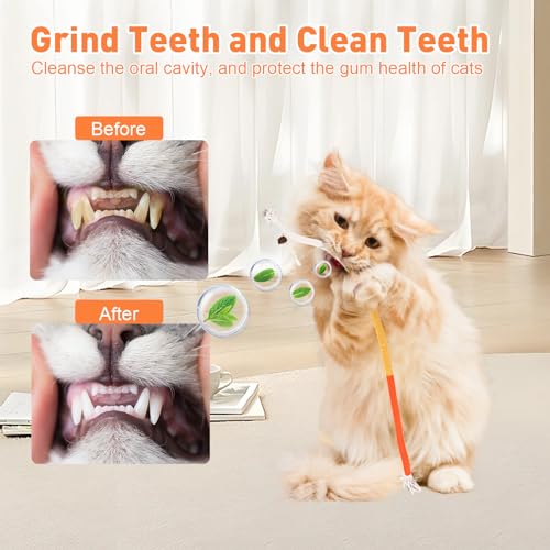 TEAWOO 6 PCS XL Cat Toys Chew Ropes, 27.56 Inches Cat Chew Rope Toy for Teeth Cleaning, Safe Catnip Toys for Cats Rope Chew Toy (6 Bags of Catnip Included)